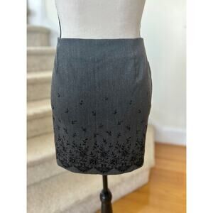 Vintage Y2K Express Grey Mini Skirt Velvet Floral Print Whimsygoth